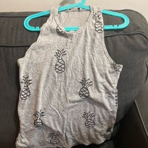 Terez grey with sheer pineapples racerback tank